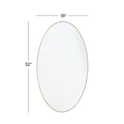 Decorative Mirrors-Kirkland's Home Matte Thin Wood Frame Oval Wall Mirror Gold