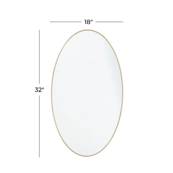 Decorative Mirrors-Kirkland's Home Matte Thin Wood Frame Oval Wall Mirror Gold