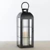 Lanterns-Kirkland's Home Matte Window Pane Lantern, 24 In. Black