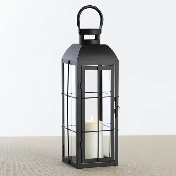 Lanterns-Kirkland's Home Matte Window Pane Lantern, 17 In. Black