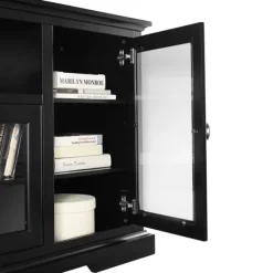 Tv Stands & Media Consoles-Kirkland's Home Matte Wood Highboy Tv Stand Black
