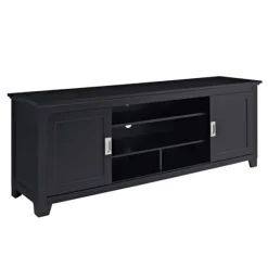 Tv Stands & Media Consoles-Kirkland's Home Matte Wood Sliding Doors Media Console Black