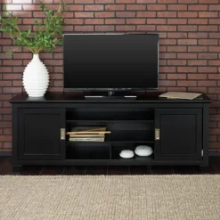 Tv Stands & Media Consoles-Kirkland's Home Matte Wood Sliding Doors Media Console Black