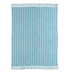 Blankets & Throws-Kirkland's Home Maui Striped Fringe Throw Blue
