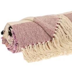 Blankets & Throws-Kirkland's Home Mauve Chunky Stitch Cotton Throw Purple
