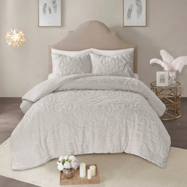Comforters-Kirkland's Home Medallion California King 3-Pc. Comforter Set Gray