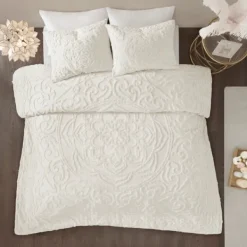Comforters-Kirkland's Home Medallion California King 3-Pc. Comforter Set White