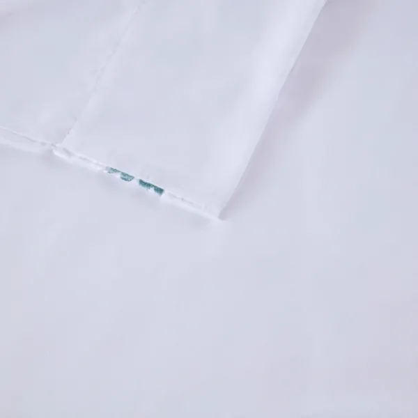 Bed Sheets-Kirkland's Home Medallion Hem Microfiber 4-Pc. King Sheet Set White/Blue