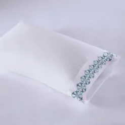 Bed Sheets-Kirkland's Home Medallion Hem Microfiber 4-Pc. Queen Sheet Set White/Blue