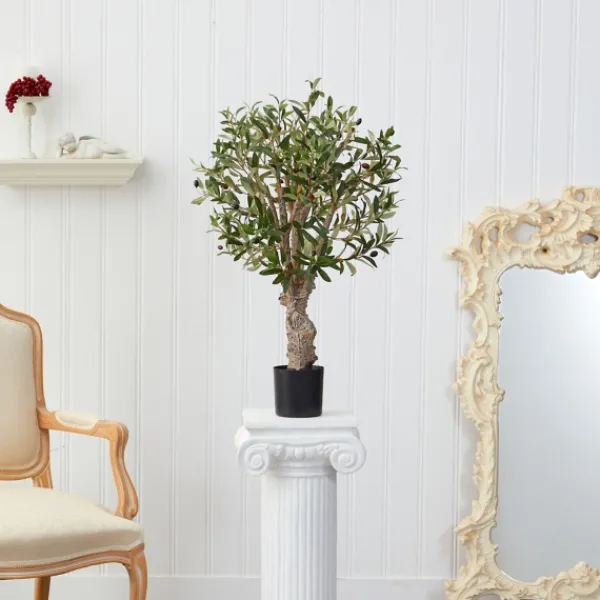Trees & Topiaries-Kirkland's Home Mediterranean Olive Branch Tree In Black Pot