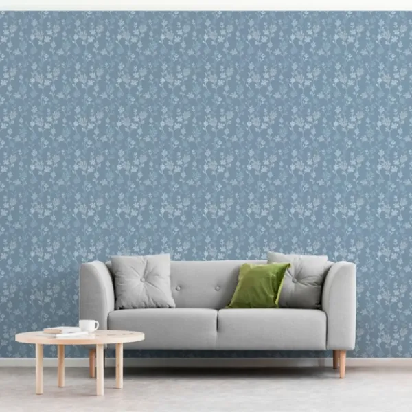 Wall Murals & Wall Decals-Kirkland's Home Medium Gray Florals Peel And Stick Wall Mural Blue