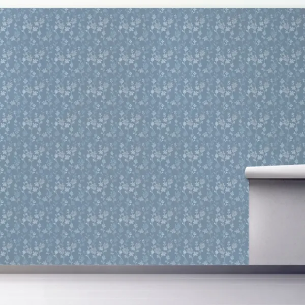 Wall Murals & Wall Decals-Kirkland's Home Medium Gray Florals Peel And Stick Wall Mural Blue