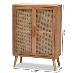 Cabinets & Sideboards-Kirkland's Home Medium Oak Rattan 2-Door Cabinet