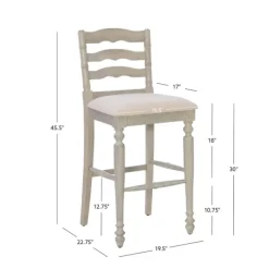 Bar Stools & Counter Height Stools-Kirkland's Home Melvin Distressed Wash Bar Stool White