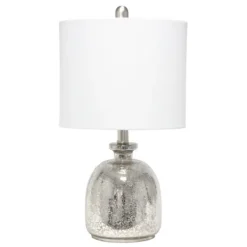Table Lamps-Kirkland's Home Mercury Hammered Glass Shade Table Lamp White