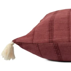 Pillows-Kirkland's Home Merlot Striped Organic Cotton Throw Pillow Red