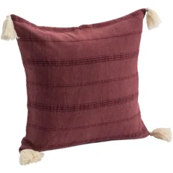 Pillows-Kirkland's Home Merlot Striped Organic Cotton Throw Pillow Red