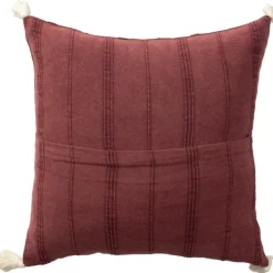 Pillows-Kirkland's Home Merlot Striped Organic Cotton Throw Pillow Red