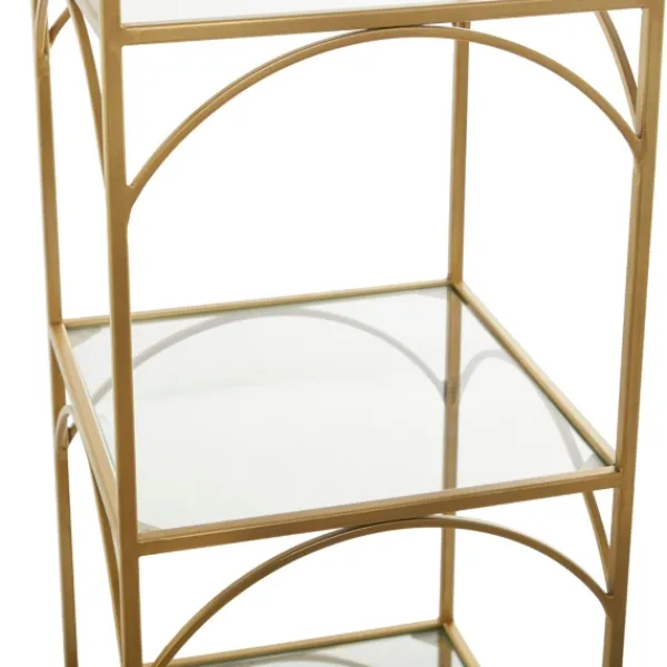 Bookshelves-Kirkland's Home Metal And Clear Glass 4-Tier Shelf Gold