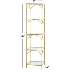 Bookshelves-Kirkland's Home Metal And Clear Glass 4-Tier Shelf Gold
