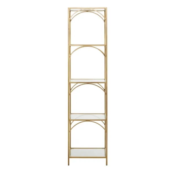 Bookshelves-Kirkland's Home Metal And Clear Glass 4-Tier Shelf Gold