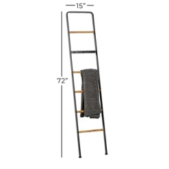 Decorative Accents-Kirkland's Home Metal And Fir Wood Leaning Ladder With Hooks Black/Brown