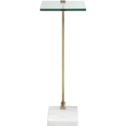 Accent & End Tables-Kirkland's Home Metal And Glass Top Accent Table Gold