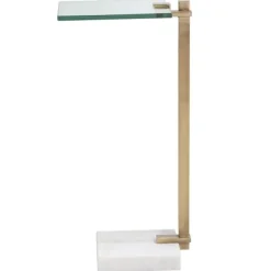 Accent & End Tables-Kirkland's Home Metal And Glass Top Accent Table Gold