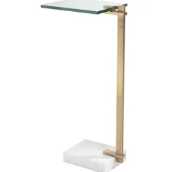 Accent & End Tables-Kirkland's Home Metal And Glass Top Accent Table Gold