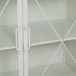 Cabinets & Sideboards-Kirkland's Home Metal And Glass X-Door Cabinet White