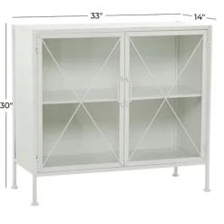 Cabinets & Sideboards-Kirkland's Home Metal And Glass X-Door Cabinet White