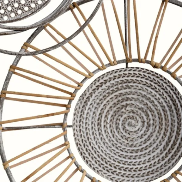 Wall Plaques-Kirkland's Home Metal And Rattan Cord Discs Wall Sculpture Gray