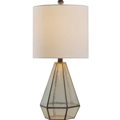 Table Lamps-Kirkland's Home Metal And Seeded Glass Cage Table Lamp White