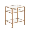 Accent & End Tables-Kirkland's Home Metal And Tempered Glass Side Table Gold