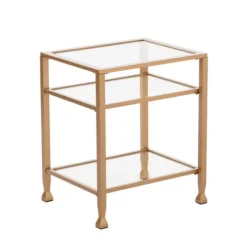 Accent & End Tables-Kirkland's Home Metal And Tempered Glass Side Table Gold
