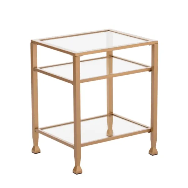 Accent & End Tables-Kirkland's Home Metal And Tempered Glass Side Table Gold