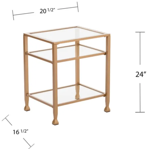 Accent & End Tables-Kirkland's Home Metal And Tempered Glass Side Table Gold
