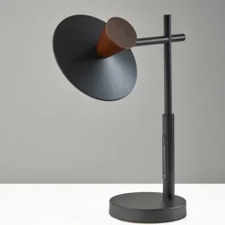 Table Lamps-Kirkland's Home Metal And Walnut Wood Table Lamp Black