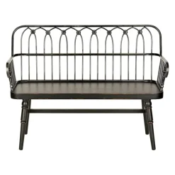 Entryway Furniture-Kirkland's Home Metal And Wood Amy Bench Black