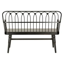 Entryway Furniture-Kirkland's Home Metal And Wood Amy Bench Black