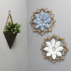 Wall Plaques-Kirkland's Home Metal And Wood Flower Wall Plaque White