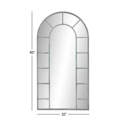 Decorative Mirrors-Kirkland's Home Metal Arch Frame Grid Overlay Mirror Black