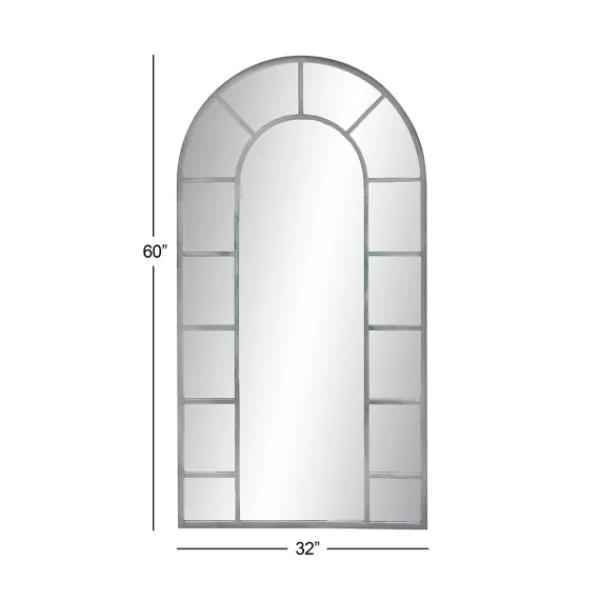 Decorative Mirrors-Kirkland's Home Metal Arch Frame Grid Overlay Mirror Black