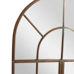 Decorative Mirrors-Kirkland's Home Metal Arch Frame Windowpane Wall Mirror Brown