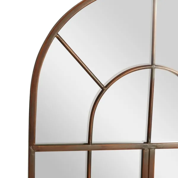 Decorative Mirrors-Kirkland's Home Metal Arch Frame Windowpane Wall Mirror Brown