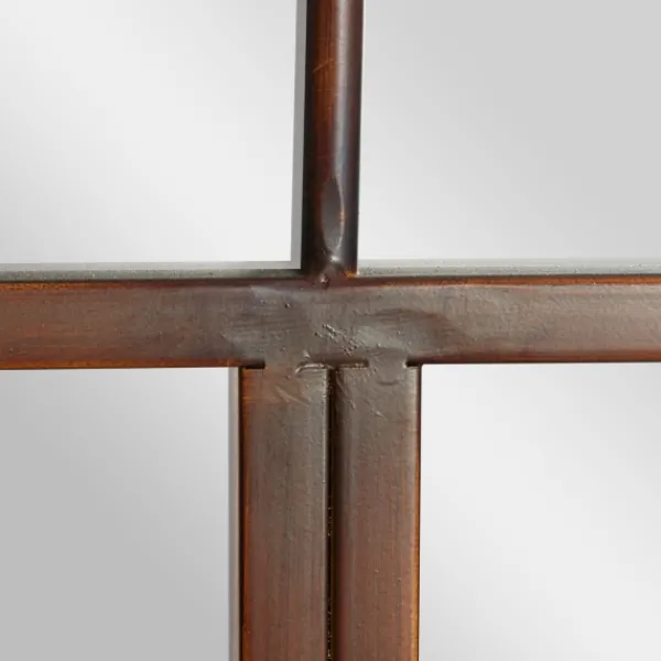 Decorative Mirrors-Kirkland's Home Metal Arch Frame Windowpane Wall Mirror Brown