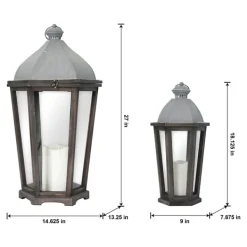 Lanterns-Kirkland's Home Metal Arch Top Led Lanterns, Set Of 2 Gray/Brown