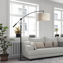 Floor Lamps-Kirkland's Home Metal Arched Oversized Shade Floor Lamp Black
