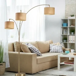 Floor Lamps-Kirkland's Home Metal 3-Arm Arched Floor Lamp Gold
