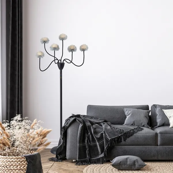 Floor Lamps-Kirkland's Home Metal 6-Arm Pom Pom Floor Lamp Black